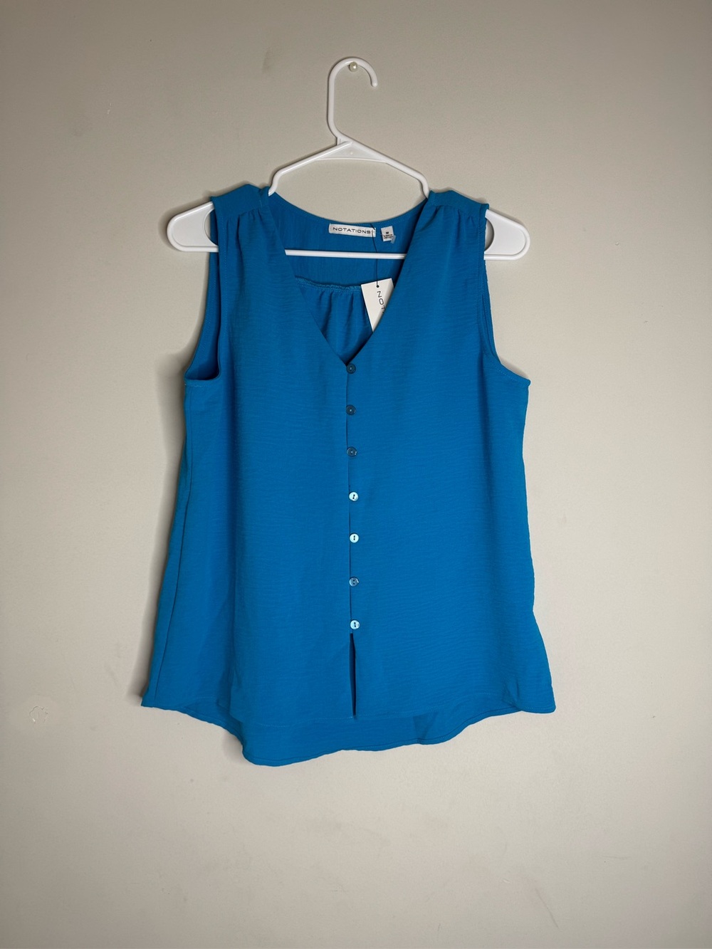 Notations V-Neck Button Front Camisole in Bright Blue